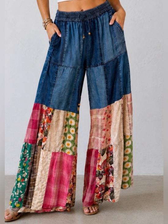 Young Threads Dresses & Skirts - NEW YOUNG THREADS: “The MIA” Patchwork full wide length pants